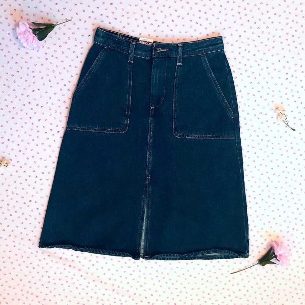 NWT Levi's Dark Blue Denim A-Line Midi Skirt